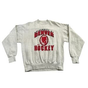 Vintage 90s University Denver DU Pioneers Hockey Mens Large Mockneck Sweatshirt
